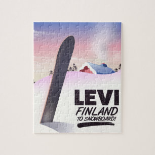 Levi Finland Snowboarding travel poster Jigsaw Puzzle
