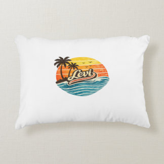 Levi Retro Sunset Name Design Accent Pillow
