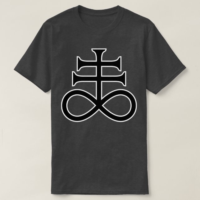 Leviathan Cross Black Body White Outline T-Shirt (Design Front)