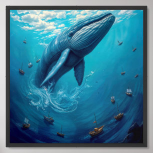 Leviathan’s Flight to Freedom – Surreal Whale Art Framed Art