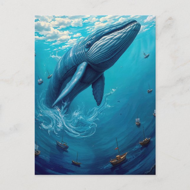 Leviathan’s Flight to Freedom – Surreal Whale Art Postcard (Front)