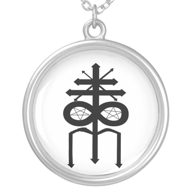 Leviathans trident silver plated necklace (Front)