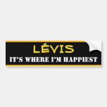 [ Thumbnail: "Lévis" - "It’s Where I’M Happiest" (Canada) Bumper Sticker ]