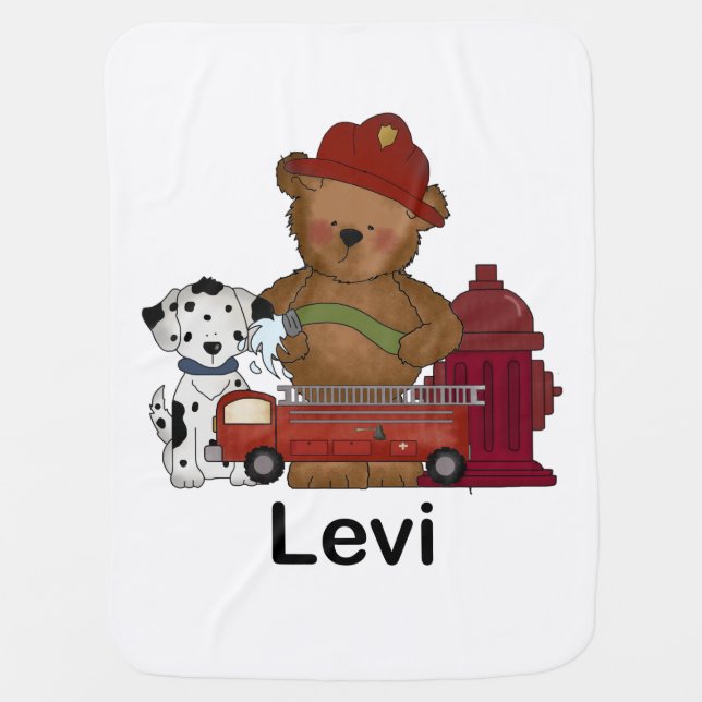 Levi's Little Fire Bear Personalized Gifts Stroller Blanket (Front)
