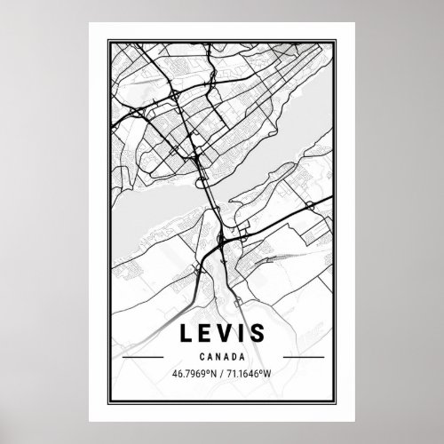 Levis Quebec Canada Travel City Map Poster