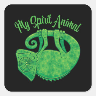 Levitating Lizard Chameleon Spirit Animal Square Sticker