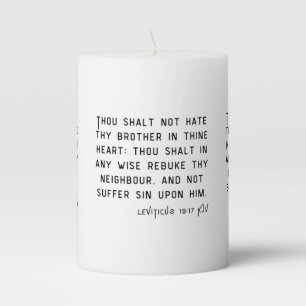 Leviticus 19:17 KJV Bible Scripture Pillar Candle
