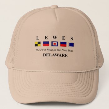 Lewes  De 2- Nautical Flag Spelling Trucker Hat by worldshop at Zazzle