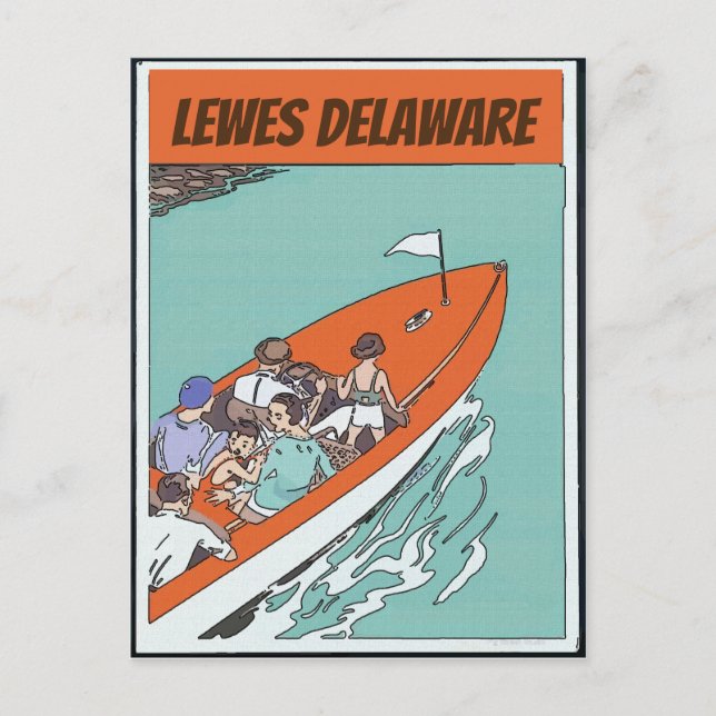 Lewes, DE,  Boat Ride, Vintage Style Postcard (Front)