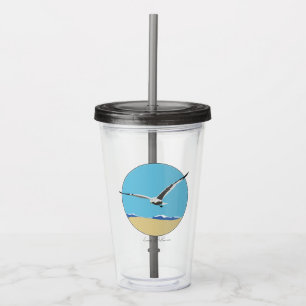 Lewes, Delaware Sea Gull Flying over Beach Acrylic Tumbler