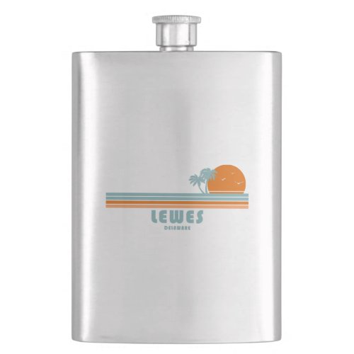 Lewes Delaware Sun Palm Trees Flask