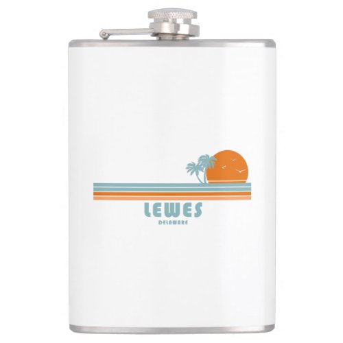 Lewes Delaware Sun Palm Trees Flask