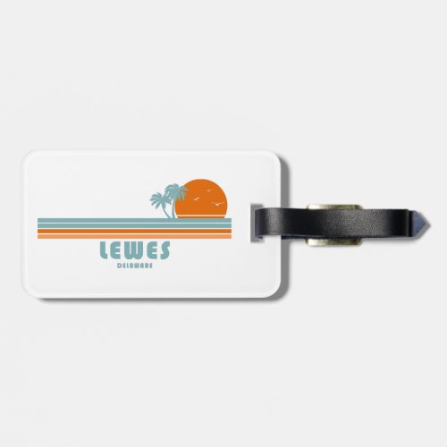 Lewes Delaware Sun Palm Trees Luggage Tag