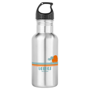 Lewes Delaware Sun Palm Trees Stainless Steel Water Bottle
