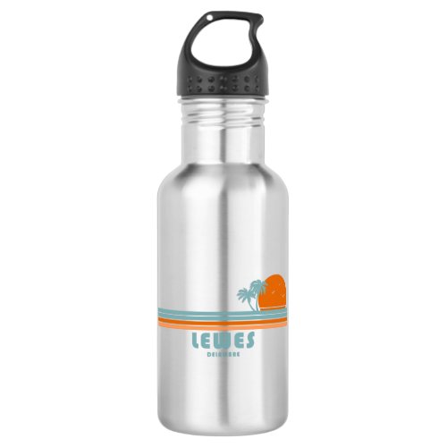 Lewes Delaware Sun Palm Trees Stainless Steel Water Bottle