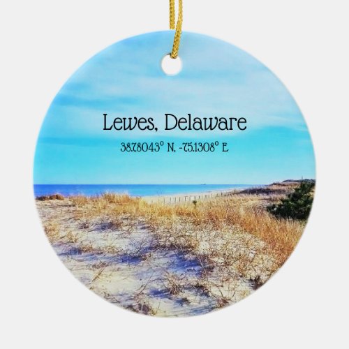 Lewes Delaware with Coordinates Ornament