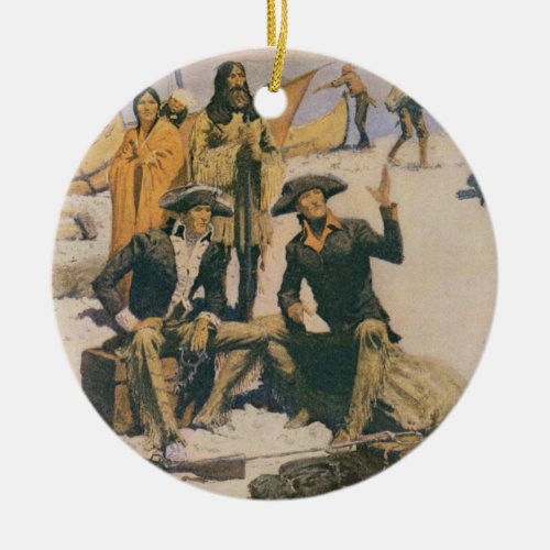 Lewis and Clark at the Columbia River Ceramic Ornament