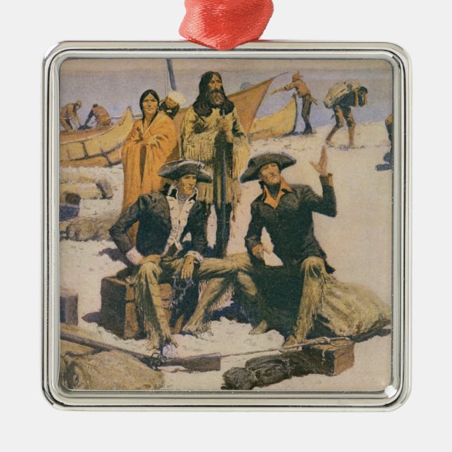 Lewis and Clark at the Columbia River Metal Ornament (Front)