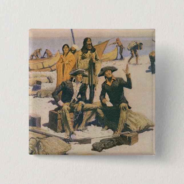 Lewis and Clark at the Columbia River Pinback Button (Front)