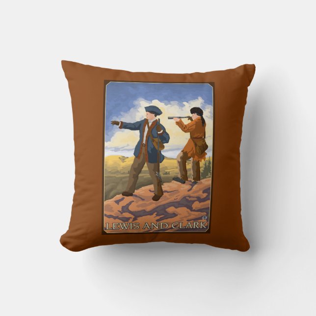 Lewis and Clark Exploring the West Throw Pillow (Front)