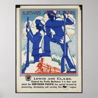 Lewis and Clark Vintage Travel Poster Ad Retro