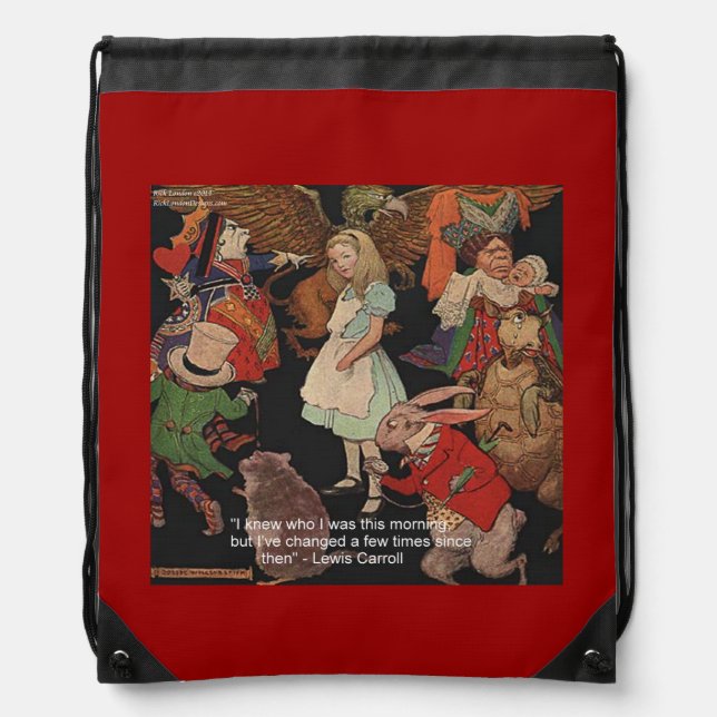 Lewis Carroll & Changed Mind Quote Backpack (Front)