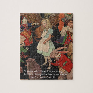 Lewis Carroll Illustration & Mind Change Quote Jigsaw Puzzle