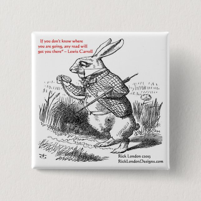 Lewis Carroll Looking Glass Illustration & Quote Button (Front)