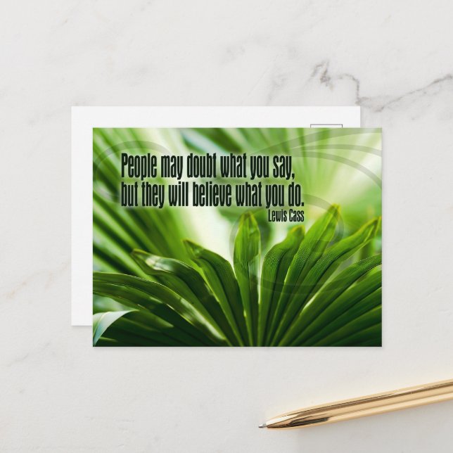 Lewis Cass Inspirational Quote "Doubt" Postcard (Front/Back In Situ)