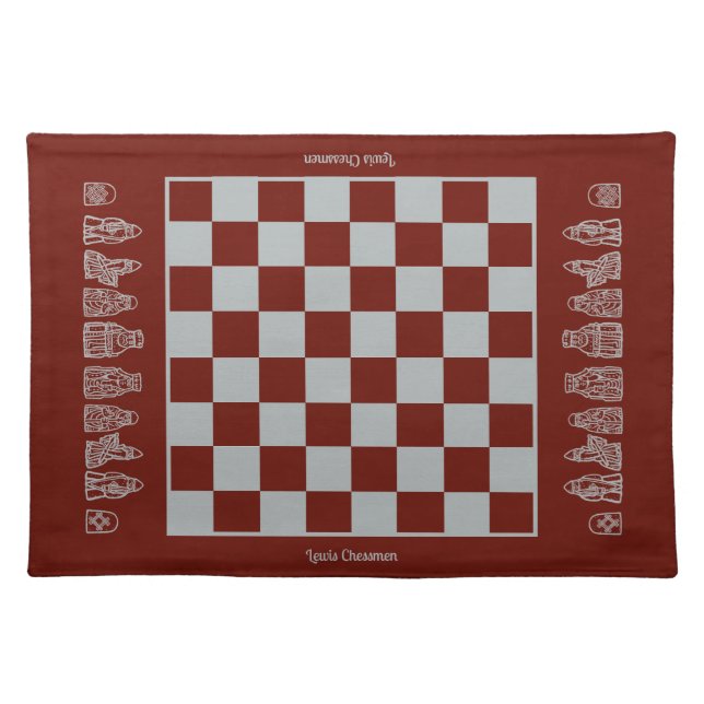 Lewis Chessmen in the Frontline: red Cloth Placemat (Front)