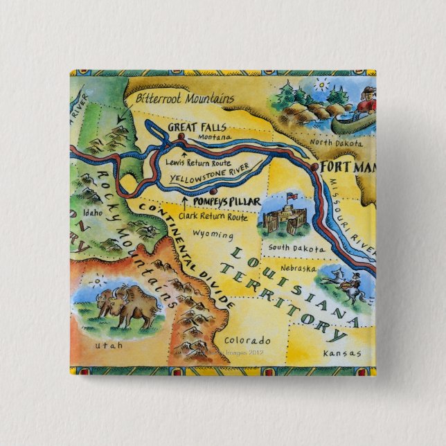 Lewis & Clark Expedition Map Button (Front)
