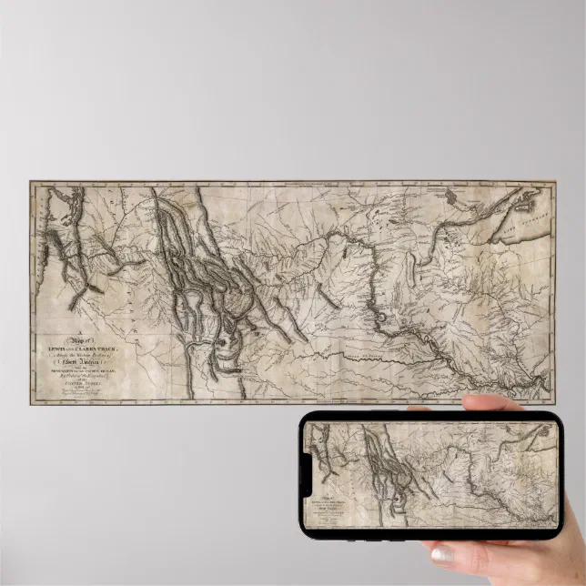 LEWIS & CLARK HAND-DRAWN MAP of DISCOVERY 1804 Poster | Zazzle