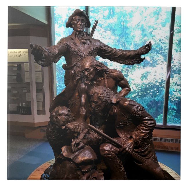 Lewis & Clark Statue, Fort Clatsop, Oregon Ceramic Tile (Front)