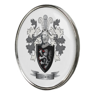 Lewis Family Crest Coat of Arms Golf Ball Marker