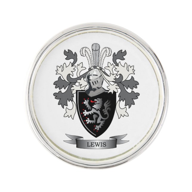 Lewis Family Crest Coat of Arms Lapel Pin (Front)