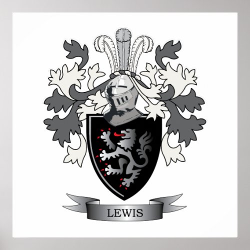 Lewis Family Crest Coat of Arms Poster