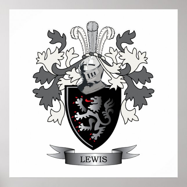 Lewis Family Crest Coat of Arms Poster (Front)