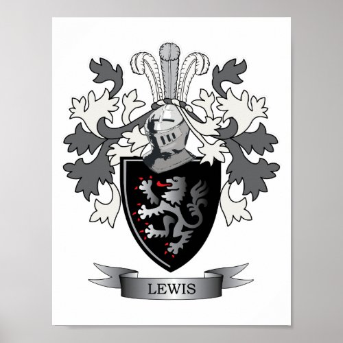 Lewis Family Crest Coat of Arms Poster