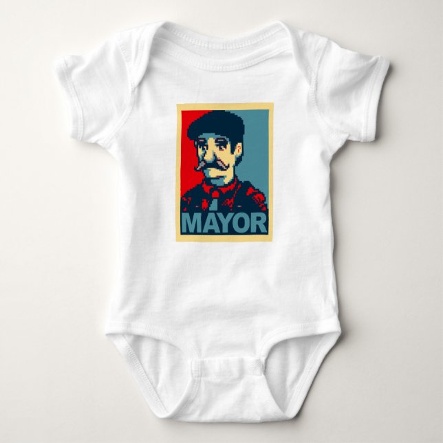 Lewis For Mayor - Stardew Valley inspired campaign Baby Bodysuit (Front)