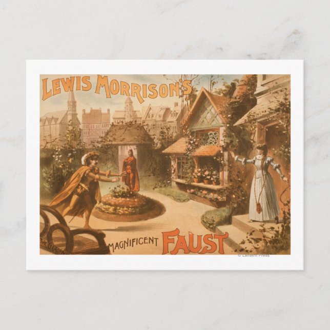 Lewis Morrison's Magnificent Faust Theatre Postcard (Front)