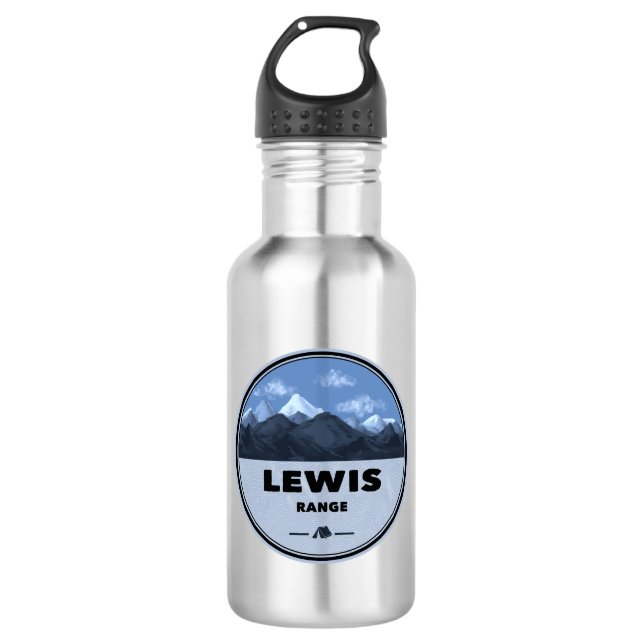 Lewis Mountain Range Camping Stainless Steel Water Bottle (Front)
