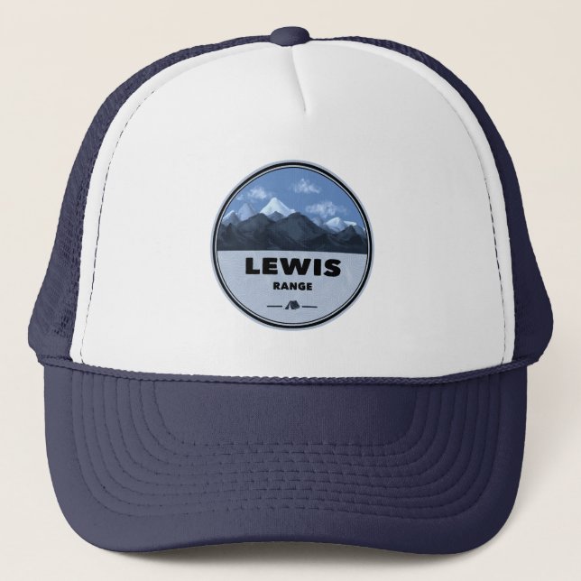 Lewis Mountain Range Camping Trucker Hat (Front)