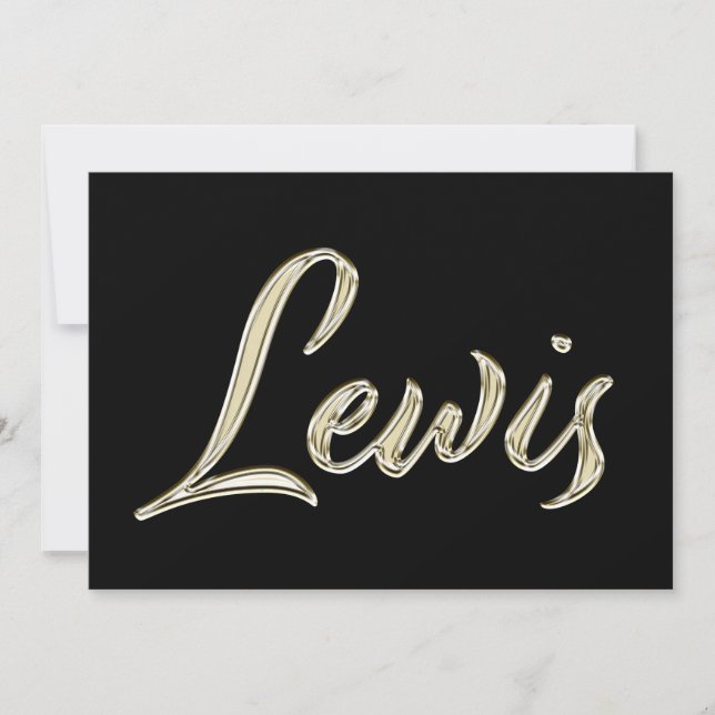 Lewis Name white gold Handwriting Card (Front)