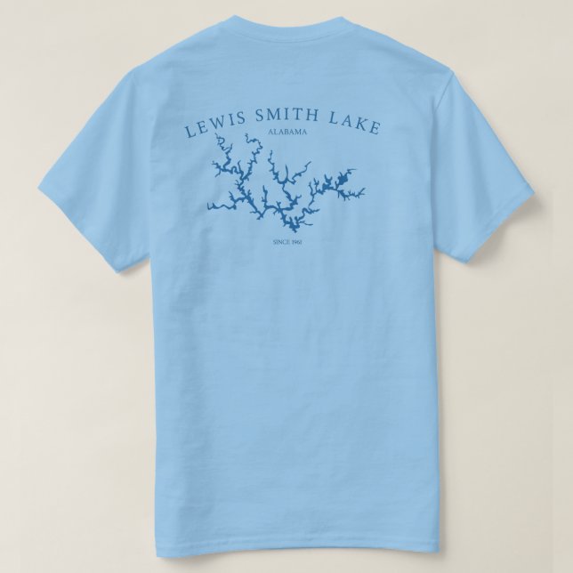 Lewis Smith Lake Alabama Map Double Sided Tee (Design Back)