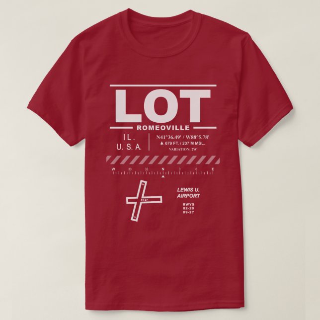 Lewis U. Airport LOT T-Shirt (Design Front)