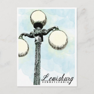 Lewisburg, PA Historic Lamp Post Postcard