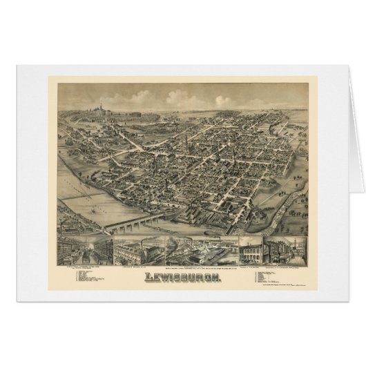 Lewisburg, PA Panoramic Map - 1884 Cards (Front Horizontal)