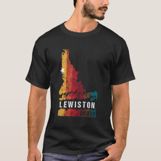 Lewiston Idaho Retro Grunge State Map Novelty Grap T-Shirt