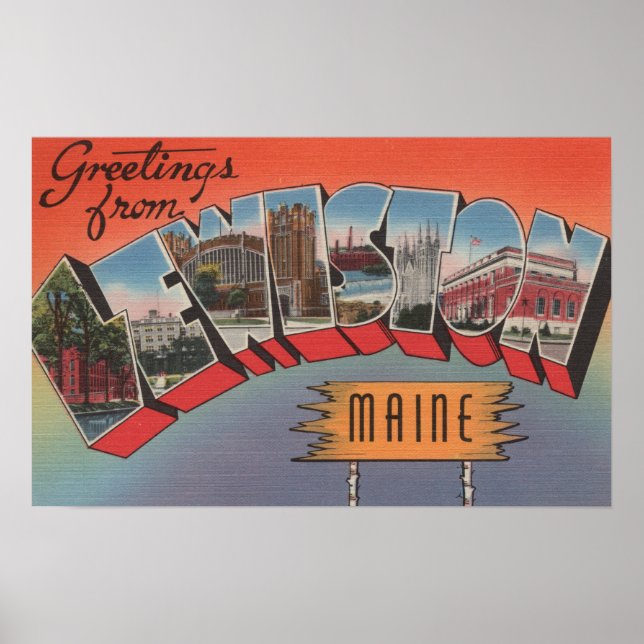 Lewiston, Maine - Large Letter Scenes Poster (Front)