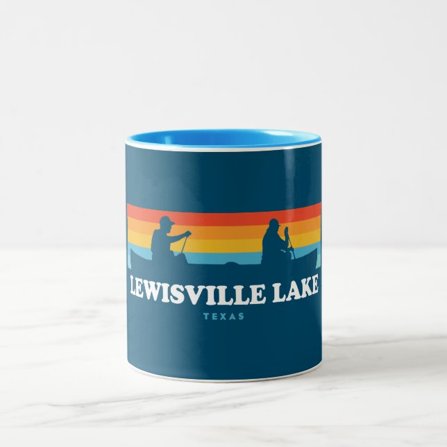 Lewisville Lake Texas Canoe Two-Tone Coffee Mug (Center)